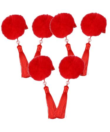 minkissy 3 Pairs Tassel Hair Ball Hair Clip Hair Clips for Thick Hair Baby Hair Clips Girls Hair Clips Japanese Hair Accessories Kids Hair Clips Girl Child Hanfu Decorate Artificial Fur