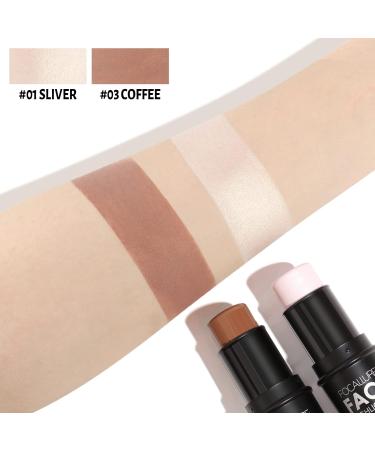 2 PCs Contouring Stick Set - Cream Bronzer & Highlighter for Long-Lasting Face Make-up | Universal Shade - Enhance Your Contours & Glow - Buy Online on SooperMarket.com