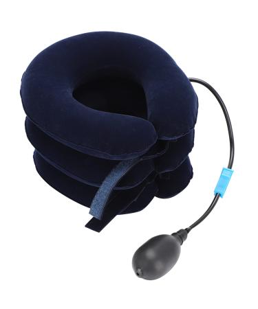 Inflatable cervical vertebrae traction device portable adjustable neck traction cushion neck end neck support for home or office (blue)