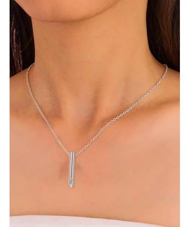 Anxiety Necklace for Women Men Breathing Calming Necklace for Anxiety Relief Mindful Breathing Stress Relief Meditation Relaxation Calming Down Silver - Buy Online on SooperMarket.com