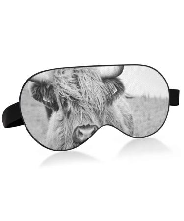 Haskirky Light Blocking Eye Mask Breathable and Adjustable Adult Men and Women Travel on Business Trips Yoga Meditation Light Smooth Comfortable Eye Mask Office Deep Sleep Goodies Highland Cow West