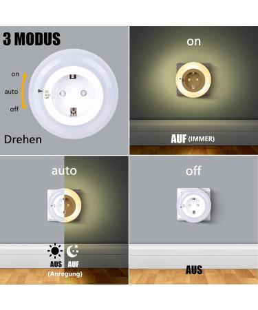 Emotionlite Night Light Socket with Twilight Sensor - Adjustable LED Lamp for Kids Warm White 2700k 3000k - Auto On/Off Brightness Control - Buy Online on SooperMarket.com