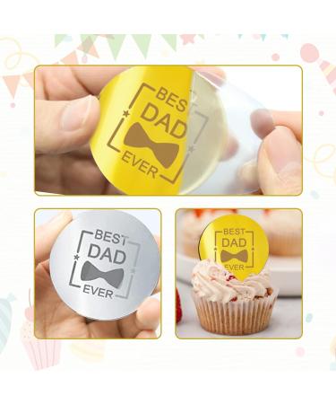 Happy Father's Day Cupcake Toppers | Engraved Mirror Cake Decorations - Buy Online on SooperMarket.com