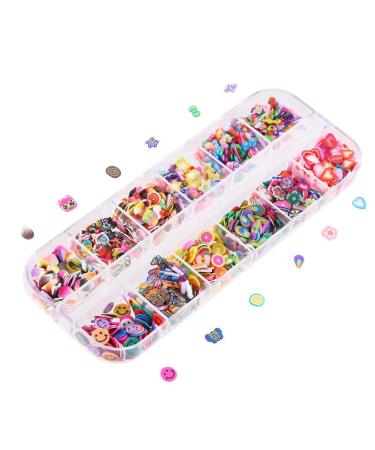 CCINEE Nail Art Slice with Fruit Flower Food Slice Assorted Designs Polymer Clay Nail Decoration Slice for Slime DIY Craft Projects Decoration