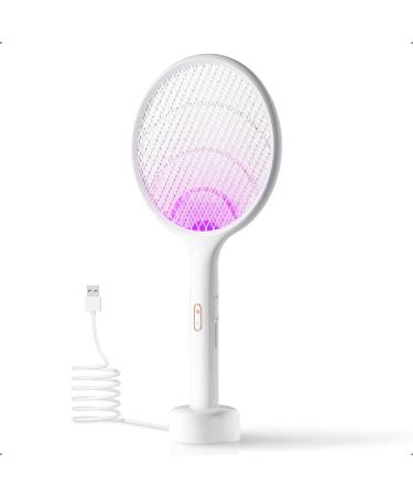 YISSVIC Electric Fly Swatter 4000V Bug Zapper Racket Dual Modes Mosquito Killer with Purple Mosquito Light Rechargeable for Indoor and Outdoor Home Office Backyard Patio Camping (1 Pack) 1 PACK Ordinary