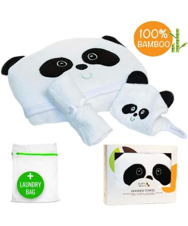JM Organic Bamboo Hooded Baby Towel for Kids & Babies - 35x35 - Hypoallergenic & Absorbent - Newborn Essentials Gift Set with Washcloth & Laundry Bag - Buy Online on SooperMarket.com