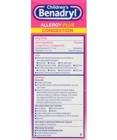 Children's Benadryl Allergy + Congestion Grape Liquid 4 fl oz - 24 Pack - Buy Online on SooperMarket.com