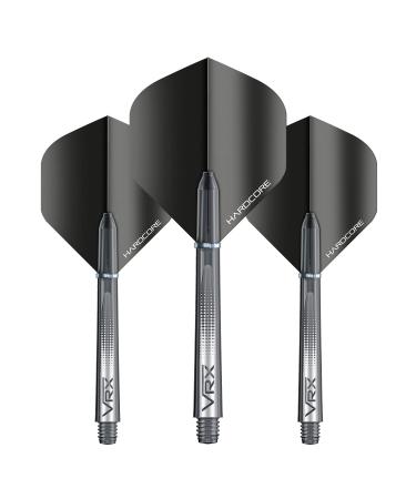 RED DRAGON Dart Flights and Shafts (Stems) Combo Set - Hardcore Flights and VRX Shafts Black