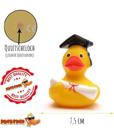 Funny Academic Bathing Duck with Diploma - Squeaky Duck with Doctoral Hat - Perfect Gift for University Exam Closing Ceremonies - Buy Online on SooperMarket.com