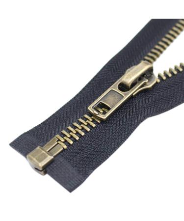 YaHoGa 8 25 Inch Antique Brass Separating Jacket Zipper Y-Teeth Metal Zipper Heavy Duty Metal Zippers for Jackets Sewing Coats Crafts (25 Anti-Brass)