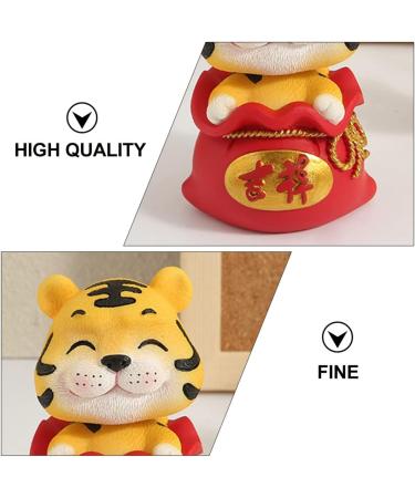 Beavorty 3 pcs year of the tiger bobble head ornament Resin Sculpture interior chinese zodiac lucky figurines good luck tiger car dashboard doll toy figure wild office God of Wealth bubble Red 1x3pcs 6X6X9.5CMx3pcs - Buy Online on SooperMarket.com