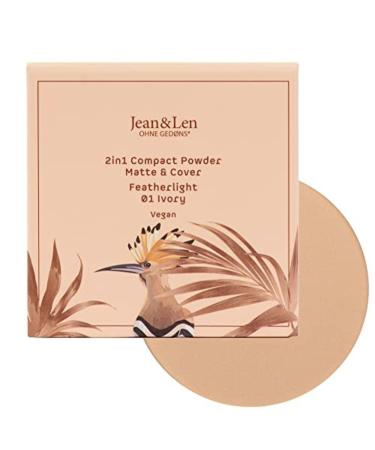 Jean & Len 2in1 Compact Powder Matte & Cover 01 Ivory adapts to the color and structure of the skin matting powder light opacity without parabens & silicones vegan 10 g 01 Ivory 10 g (1 Pack)