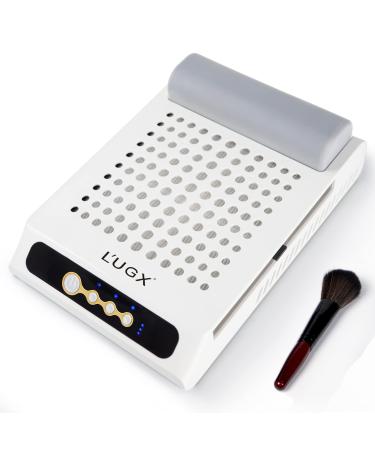 L'UGX Rechargeable Nail Dust Collector with 2 Reusable Filters  Professional 70W Nail Extractor Vacuum Acrylic Nail Dust Cleaner  Perfect for Home Salon Use  Low Noise 1 White