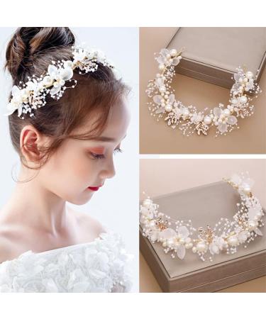 TONAUP Bridal Headband Pearl Flower Headbands for Girl White Eucharist Headpiece Head Vines for Weddings Parties Special Occasions - Buy Online on SooperMarket.com
