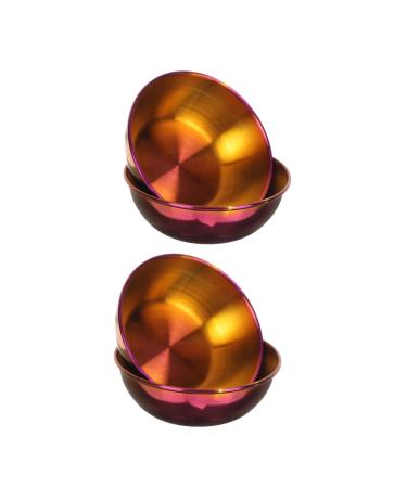 MAGICLULU Japanese Plates 4pcs Sushi Dipping Plate Stainless Steel Purple Dim Sum Dishes Mini re-usable Round Serving Platter 8.2x8.2cm Purple