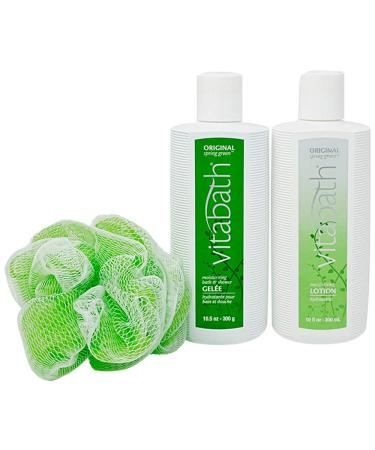 Vitabath Original Spring Green Shower Set - 10 Fl Oz - Pine & Rosewood - Shower Gel, Lotion & Pouf - Buy Online on SooperMarket.com