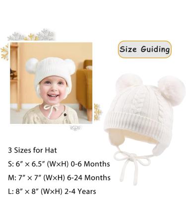 Flower Baby Girls Pompom Beanie 2-4 Years White | Soft Knitted Toddler Hat for Fall/Winter - Buy Online on SooperMarket.com
