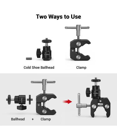 SmallRig Super Clamp Mount with Mini Ball Head & Hot Shoe Adapter for LCD Monitors, LEDs, Flash, Microphones - Compatible with Gopro, DJI Action 2, Insta360 - Buy Online on SooperMarket.com