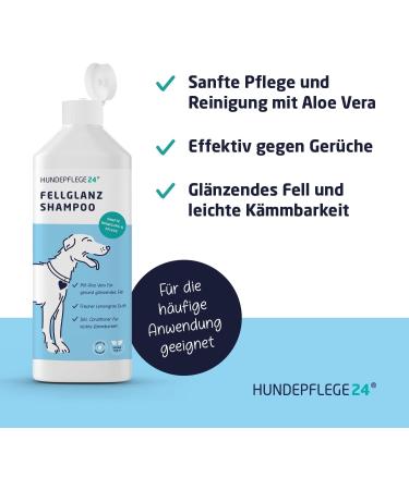 Dog Care24 Shampoo & Conditioner 500ml - Aloe Vera Formula for Healthy Glossy Fur & Easy Combability | Suitable for All Dog Breeds - Buy Online on SooperMarket.com