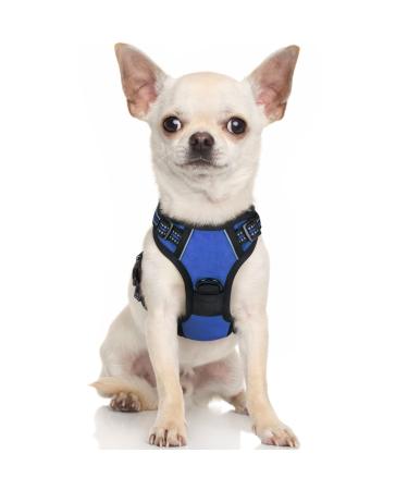 Rabbitgoo dog harness Small dogs anti -train dishes dog with control no pull adjustable dog dishes large dogs breathable reflex stripes breast harness dog safe guidance blue xs XS (1 Pack) blue