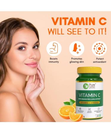 Vitamin C 1250mg Amla & Orange Peel Extract| Boosts Immunity & Skin Health | Antioxidant Support for Men & Women | Supports Collagen Formation | 60 Veg Tablets - Buy Online on SooperMarket.com