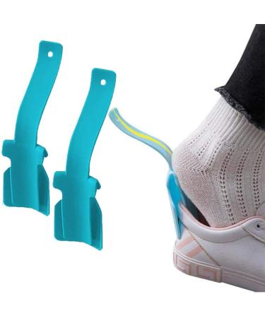 Lazy Shoes Helper for Easy to Wear Shoes, Portable Shoe Lifting Helper for Men, Women and Kids, Sock Slider Handled Shoe Horn for Seniors, Elderly, Disabled - Shoes Helper Fits for All Shoes 2PC(Blue)
