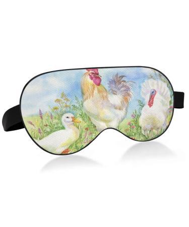 Haskirky Light Blocking Eye Mask Breathable and Adjustable Adult Men and Women Travel on Business Trips Yoga Meditation Light Smooth Comfortable Eye Mask Office Deep Sleep Goodies Cute Rooster Duck