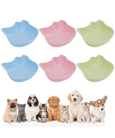 XINRUI 6 Pcs Cat Bowls Raised Anti-slip Kitten Bowls Multi-purpose Cat Food Bowls Plastic & Cute Pet Bowl Dishs for Pet Cat Dog Small Animal