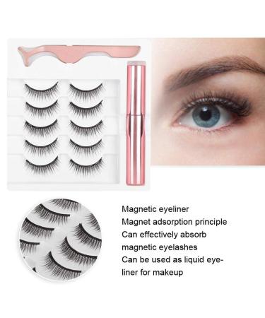 Magnetic Eyeliner & Eyelash Kit - 5 Pairs 3D No Glue Needed | Easy Application with Tweezers - Buy Online on SooperMarket.com