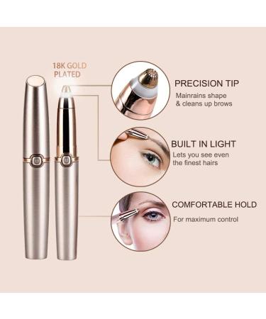 SiKii Eyebrow Hair Remover - Painless Precision Trimmer with LED Light (Rose Gold) | Facial Hair Removal for Women and Men - Buy Online on SooperMarket.com