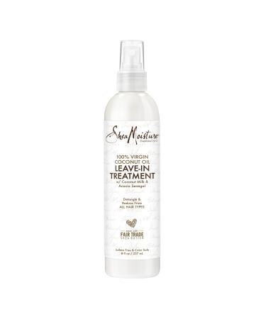 SheaMoisture 100% Virgin Coconut Oil Leave-in Conditioner Treatment for All Hair Types 100% Extra Virgin Coconut Oil Silicone Free Conditioner 8 oz 8 Fl Oz (Pack of 1)