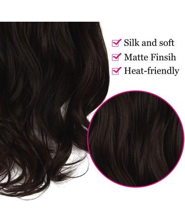 Dark Brown Halo Hair Extension 18 Inch Wavy Curly Synthetic Hairpiece - Heat Friendly Fiber - No Clip - OMGREAT - Buy Online on SooperMarket.com