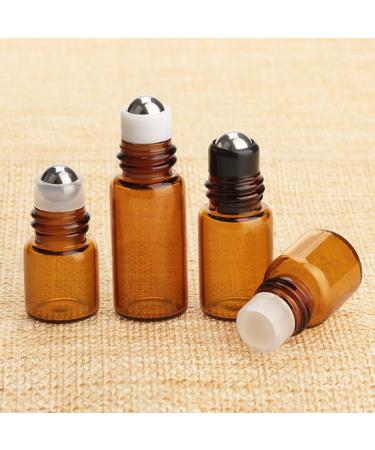 Jawseu 25 Pack 3ml Brown Glass Roll-On Bottles | Refillable Essential Oil & Cosmetic Containers | Perfect for Travel - Buy Online on SooperMarket.com