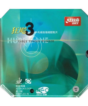 DHS NEO Hurricane 3 Table Tennis Rubber Sheet Ping Pong Rubber (Red, 2.15)