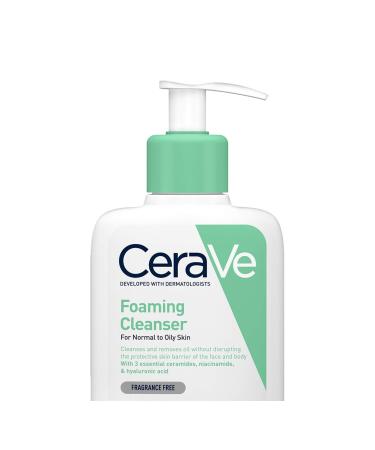 CeraVe Foaming Cleanser for Normal to Oily Skin 473ml with Niacinamide and 3 Essential Ceramides 473 ml (Pack of 1)