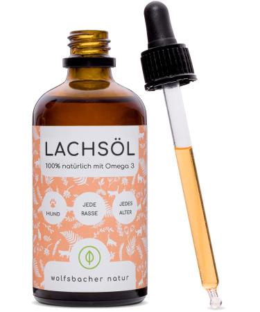 Salmon oil for dogs with Omega 3 I 100ml Norwegian natural laughs oil made of Atlantic-Sea salmon I High-dose supplementary supplements for dogs