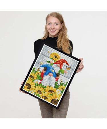 Gnomes Stamped Cross Stitch Kit for Beginners - Floral Needlepoint Patterns | Dimensions Needlecrafts Embroidery Kit | Arts and Crafts - Buy Online on SooperMarket.com