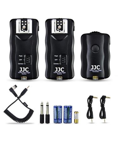 JJC 3-in-1 Wireless Flash Trigger & Shutter Remote Control with Two Receivers Kit for Nikon D850 D500 D5 D810 D810A D800 D700 D4s D4 D3 D3s D3X and Other Nikon Camera with 10-Pin Connector With Cable Replaces Nikon MC-30
