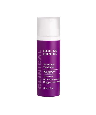 Paula's Choice CLINICAL 1% Retinol Treatment Cream with Peptides, Vitamin C & Licorice Extract, Anti-Aging & Wrinkles 1 Fl Oz (Pack of 1)