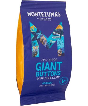 Montezuma's 74% Cocoa Giant Dark Chocolate Buttons Gluten Free & Organic 180g Bag (Pack of 2) - Buy Online on SooperMarket.com