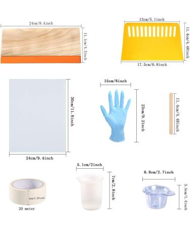 Pllieay 42-Piece Screen Printing Kit with Wood Frames, Glitter, Squeegee, Instructions - Waterproof Films - Buy Online on SooperMarket.com