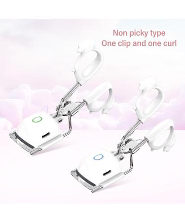 Heated Lash Curler with 2 Speed Temperature Control Long Lasting Curling Metal Ironing Fast Charging Electric Eyelash Curlers (White) - Buy Online on SooperMarket.com