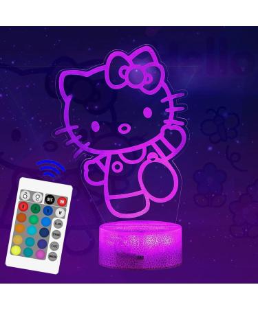 ZTZK Kitty Lampe Cute Kitty Deco Lampe 3d 16 Colors Intelligent Remote Design Night Lights for Kitty Gifts for Girls Christmas Gifts Children's Birthday Gifts Cat