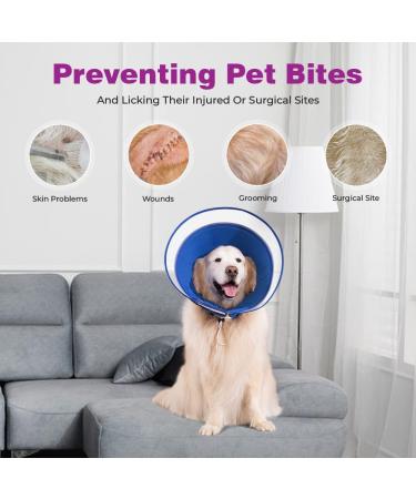 YUNXANIW XL BLUE Dog & Cat Recovery Cone Collar | Soft Elizabethan Collar for Surgery | Adjustable Breathable Mesh Recovery Collar for After Surgery - Buy Online on SooperMarket.com