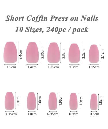 240pc Short Coffin Matte False Nails Set with Case - Trendy Mixed Colored Acrylic Fake Nail Tips for Kids/Women/Girls - Buy Online on SooperMarket.com