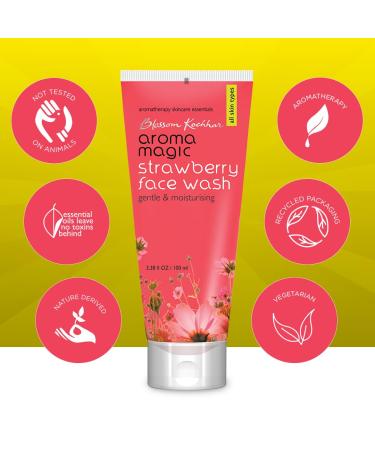 Aroma Magic Strawberry Face Wash - Gentle Moisturizing Cleanser for All Skin Types | Hydrates & Purifies Skin | 3.38 Fl Oz - Buy Online on SooperMarket.com