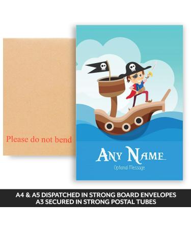Personalized Pirate Ship Print for Boys Bedroom - Ideal for Birthday, Christening, or Naming Day Decor - Wall Art Keepsake for Sons, Godsons, and Brothers - Buy Online on SooperMarket.com