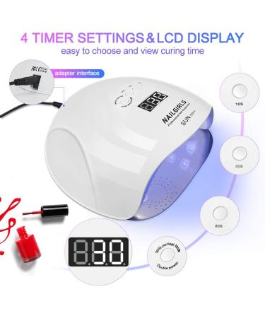NAILGIRLS 150W UV LED Nail Lamp for Home Salon - Gel Polish Dryer with Timer Presets and Auto Sensor - White - Buy Online on SooperMarket.com