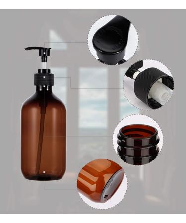 2 Pack 17oz Amber Plastic Pump Shampoo Bottles | Refillable Dispenser for Soap, Shampoo & Conditioner - 500ml Brown - Buy Online on SooperMarket.com