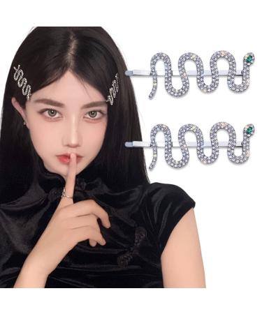 Snake Hair Clips for Women Rhinestone Snake Bobby Pins for Girls Snake Hair Barrettes for Punk Halloween Hair Accessories 2pcs